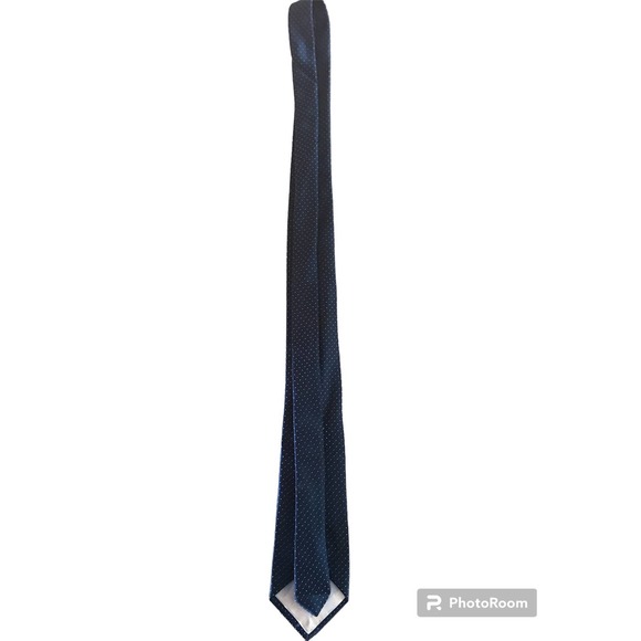 Dark Blue with White Small Dots Men’s Neck Tie - Picture 4 of 8